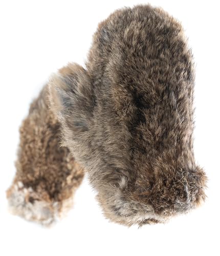 Rabbit Fur Mittens for Men Incredibly Soft & Toasty Warm Winter Mittens for women Elegant Real Fur Gloves (Natural Brown one size)
