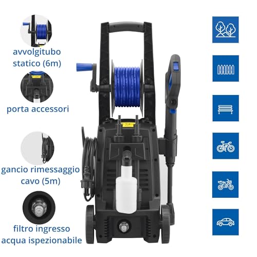 Ar Blue Clean Idropulitrice Ad Alta Pressione E-1600 Hrd Con Sonda Sturatubi (1600 W, 125 Bar, 420 L/H) - 4