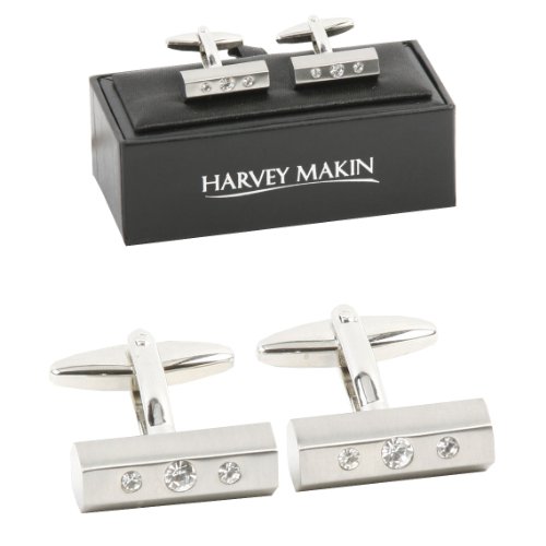 Harvey Makin gerhodineerd & kristallen manchetknopen in geschenkdoos CL223