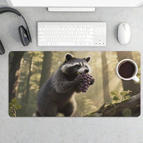 Desk Pad Protector 24x12 Inch Extended Raccoon Mouse Mat