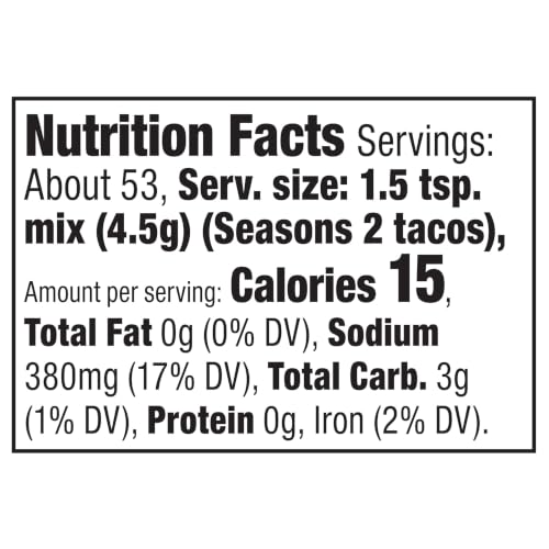 Image of McCormick Taco Seasoning Mix, Original, No Artificial Flavors, No MSG Added, Mild Heat and Classic Flavor the Whole Family Will Love, 8.5 oz