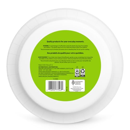 Image of Amazon Basics Everyday Paper Plates, 10 Inch, Disposable, 150 Count, Packaging May Vary