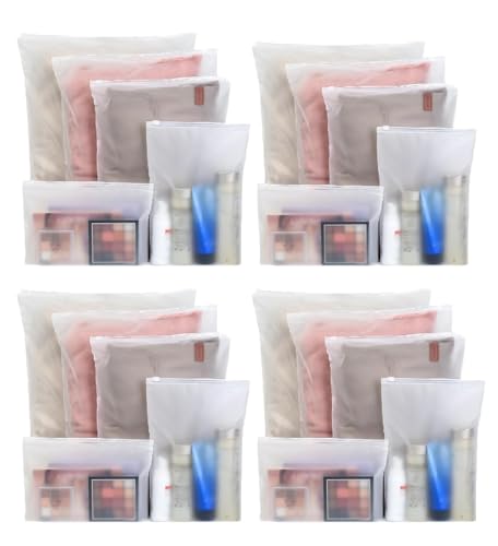 Image of 20Pcs Plastic Packaging Bag, Frosted Zipper Bag for Clothe, Travel Bag For Shoes Cosmetic Jewellery Tolitary School Trip| Zip Lock Bag with Air Vent Hole, Multipurpose Storage Pouch (4 Set)