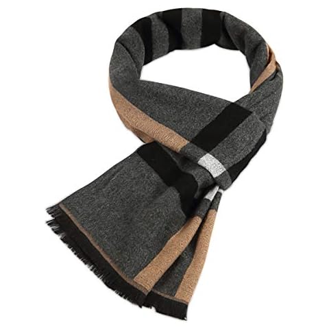 LumiSyne Premium Wool Scarf For Men Winter Business Style Classic Plaid Striped Print Soft Cashmere Long Scarf With Tassel Cover