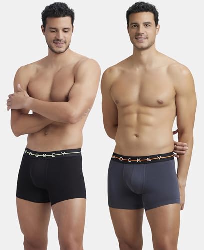 Image of Jockey NY16 Men's Super Combed Cotton Elastane Stretch Solid Trunk with Ultrasoft Waistband (Pack of 2)