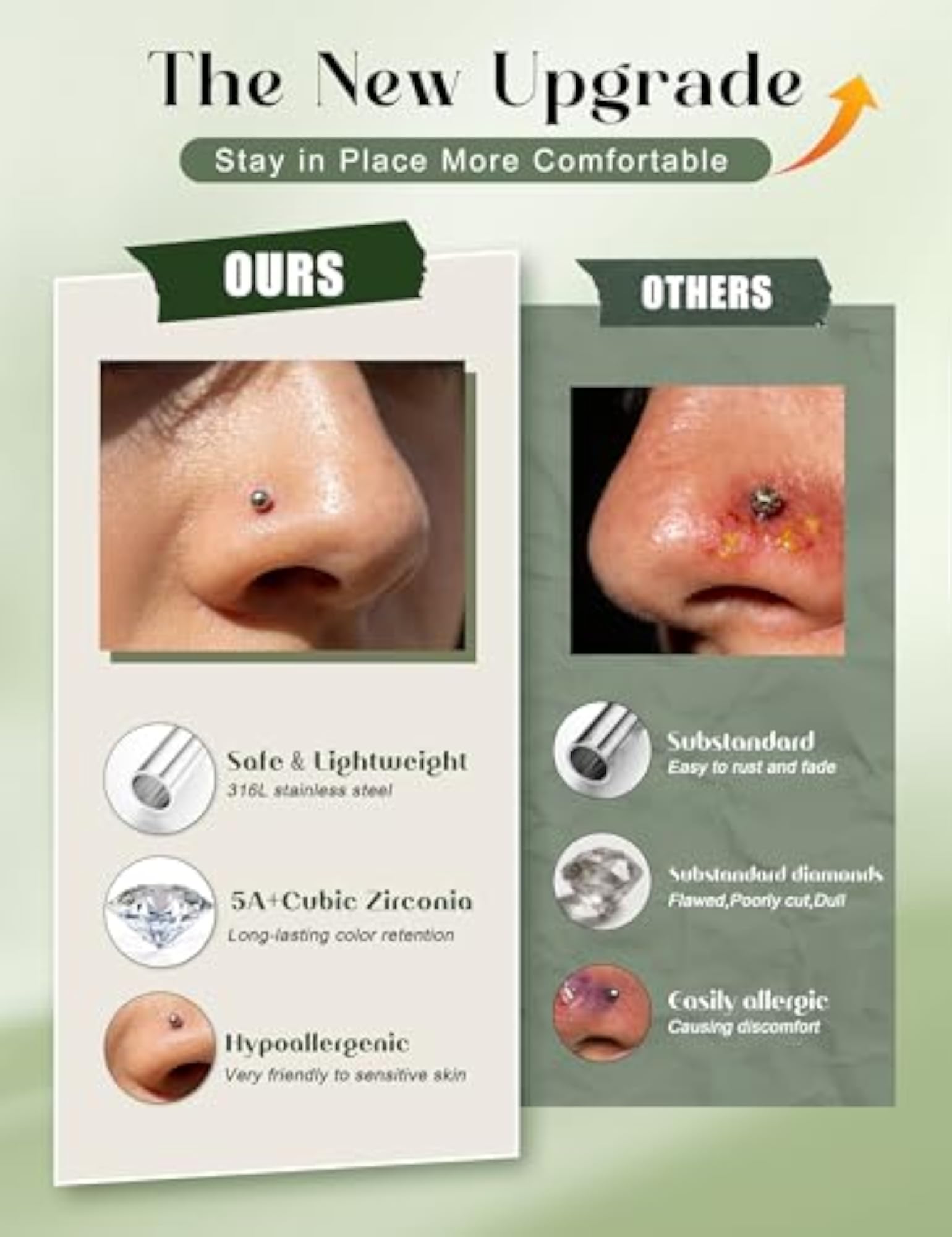 21 Pieces Nose Piercing Plug Set