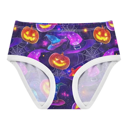 Joisal Toddler Girls Underwear 2t Cotton Panties for Girl Florals Undies Kids Briefs Halloween Pumpkin Witch Purple