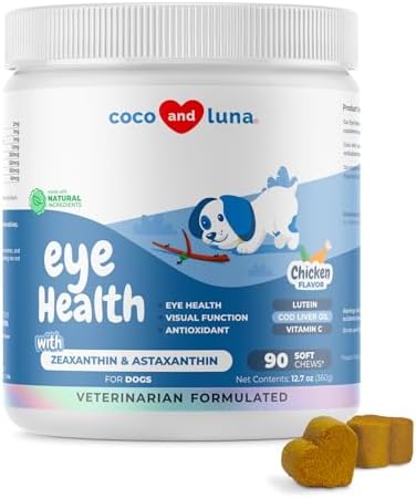 Eye Support for Dogs – 90 Soft Chews – Dog Supplements for Vision, Eye Vitamins for Dogs, with Cod Liver Oil Antioxidant, Dog Omega Supplement, Omega 3 EPA and DHA Fatty Acids. (Soft Chew)