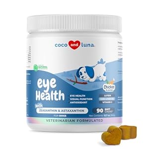 Eye Support for Dogs – 90 Soft Chews – Dog Supplements for Vision, Eye Vitamins for Dogs, with Cod Liver Oil Antioxidant, Dog Omega Supplement, Omega 3 EPA and DHA Fatty Acids. (Soft Chew)