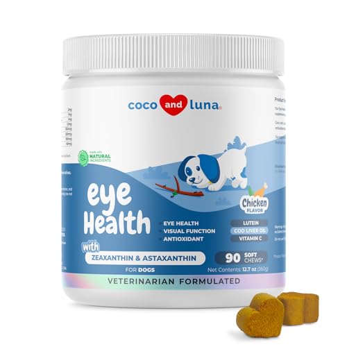 Eye Support for Dogs - 90 Soft Chews - Dog Supplements for Vision, Eye Vitamins...