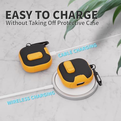 Image of for AirPods 4 Case with Lock,TPU Leather Texture Protective Durability Anti-Lost & Shockproof Protective Cover Accessories with Cleaning Kit in Keychain for Apple iPod 4 Generation (Yellow /Black)