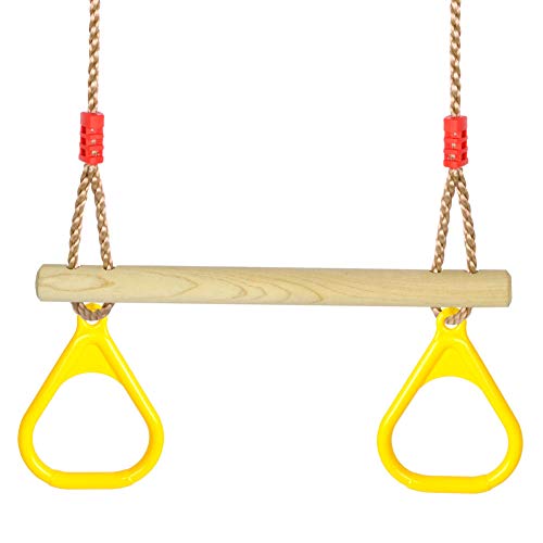 Gardtech Ninja Trapeze Swing Bar, Backyard Playground Obstacle Course Set Attachments For Warrior Slack Line Jungle Gym Play Swing Set (Swing Bar Ring Set-Yellow) #TOP20