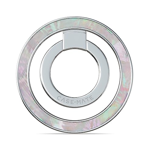 Case-Mate Magnetic Phone Grip & Phone Ring Holder - Magnetic Holder - Compatible with MagSafe - Rotatable Kickstand Compatible with iPhone 14 Pro Max/13 Pro Max/12 Pro Max - Mother of Pearl