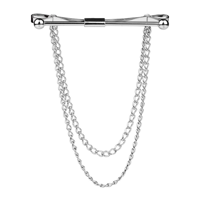 Classic Silver Collar Bar with Double Chain For Men-image-8