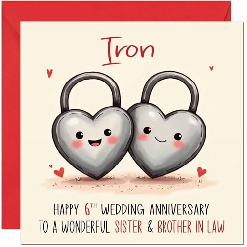 Iron Anniversary Card for Sister & Brother in Law - 6th Wedding Anniversary Cards for Brother in Law & Sister Cute Anniversaries Greeting Cards