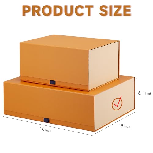 Image of Rsgift 3 Pack Yellow Gift box,18x15x6.1 inch Packaging Gift Boxes with Lids for Valentines Day,Extra Large Gift Boxes for Presents Birthday Christmas,Thanksgiving Day