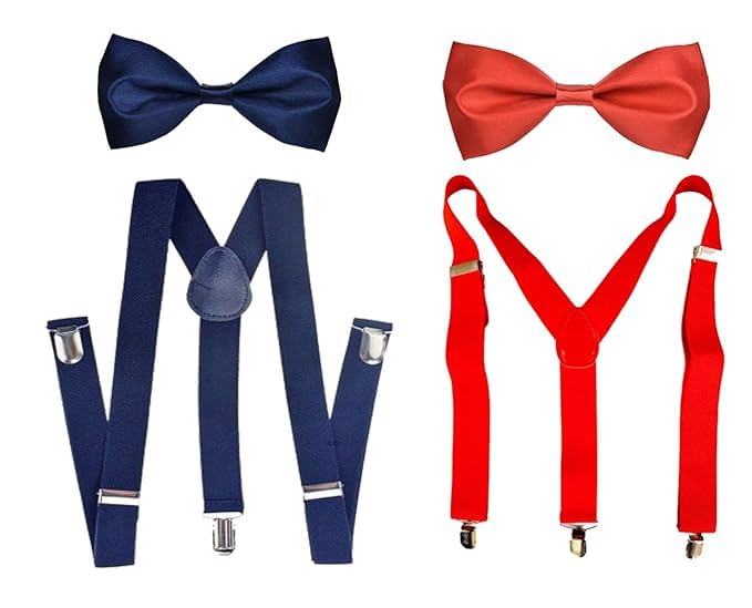 Solid Color Mens Suspender Bow Tie Set Clip On Y Shape Adjustable Braces-image-41