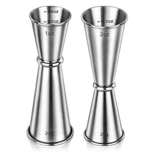 2 Pack Jigger for Bartending, 2 OZ 1 OZ Double Shot Measure Cocktail Cup