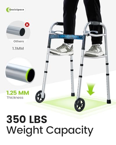 OasisSpace-Compact-Folding-Walker-with-Trigger-Release-and-5-Inches-Wheels-for-Seniors-Elderly-Accessories-Included-Narrow-Lightweight-Support-up-to-350-lbFSA-or-HSA-Eligible