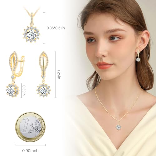 Conjunto de joyería de boda con collar y pendientes de flor 2