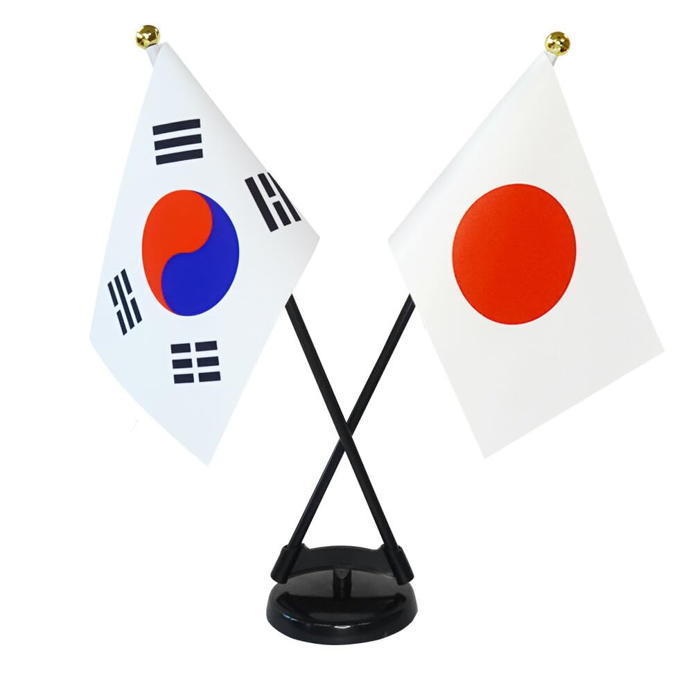 Amazon | TOSPA 大韓民国 韓国 ×日本 国旗 ミニフラッグ 2本立てクロス