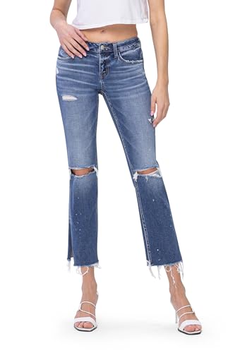 Flying Monkey, Low Rise Ankle Straight Jeans, Medium Blue,