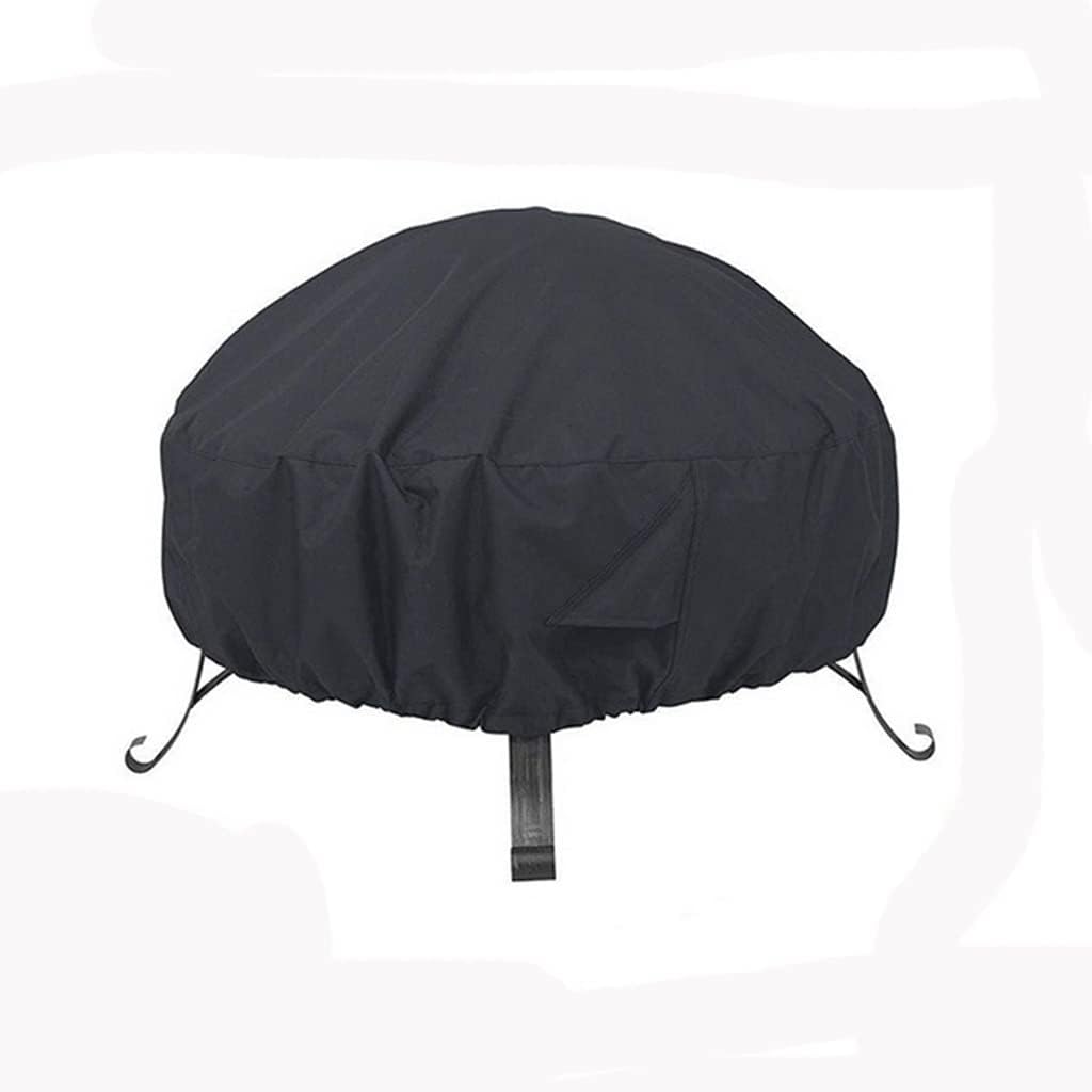 Round Polyester Patio Protector Easy Clean Outdoor Waterproof Protective Garden Black Fire Pit Cover BBQ Cooking(850x400mm)
