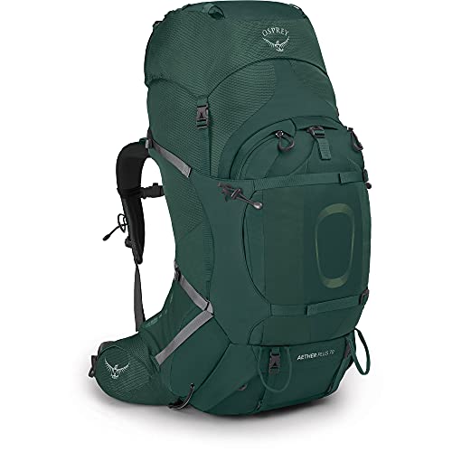 Osprey Aether Plus 70L Men's Backpacking Backpack, Axo Green, S/M