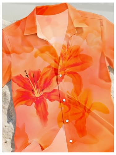Men's Floral Button Down Shirts Short Sleeve Collar Summer Beach Vacation Cruise Shirt2