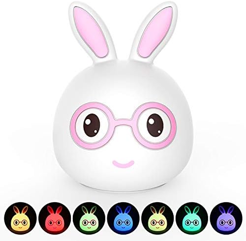 MookeySmiling Rabbit Creative Touch 3D LED Decorative Children Night Light, USB Charging (Blue)