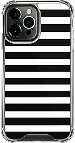 Skinit Clear Phone Case Compatible with iPhone 13 Pro Max - White and Black Stripes Design
