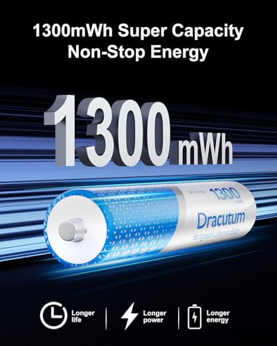 Image of Rechargeable AAA Batteries with Charger 8-Pack, 1300mWh 2H Fast Charge | 1.5V Lithium Ion Triple A Batteries, 2000 Cycles Long-Lasting for Wireless Mouse, Remote Control, Gaming Keyboard, Toys