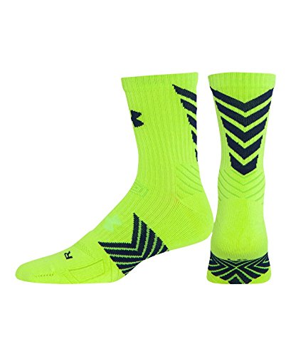 Under Armour Men's Undeniable Mid Crew Socks, Hi-Vis Yellow/Midnight Navy, Medium
