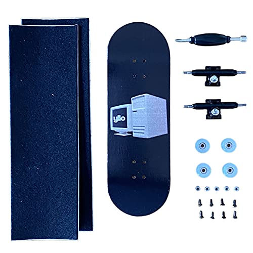 Yllo Computer Motherboard Complete 5 Ply Wood 100mm x 33mm Fingerboard with Upgraded 32mm Trucks, Lock Nuts, CNC Wheels