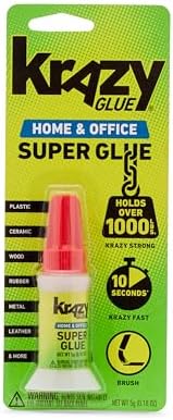 Krazy Glue Home & Office Brush-On Superglue, Quick Dry, No Clog (5g)