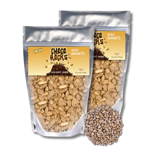 ChocoRocks Gold Nuggets - Pack of 2 - Chocolate Candy Rock Pebbles - 7.4oz. Resealable Bags By Lyza's Sweets & Treats