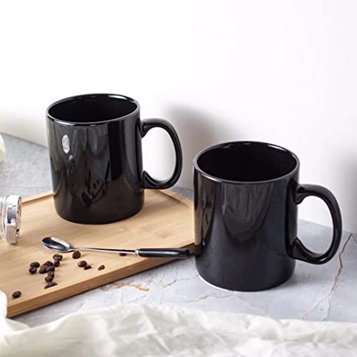 BYCNZB 30oz Super Large Ceramic Coffee Mugs Large Handles Set of 2 (black)