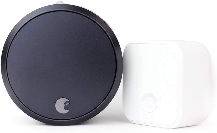 August Home Smart Lock Pro + Connect Hub - Wi-Fi Smart Lock for Keyless Entry - Works with Alexa, Google Assistant, and more – Dark Gray