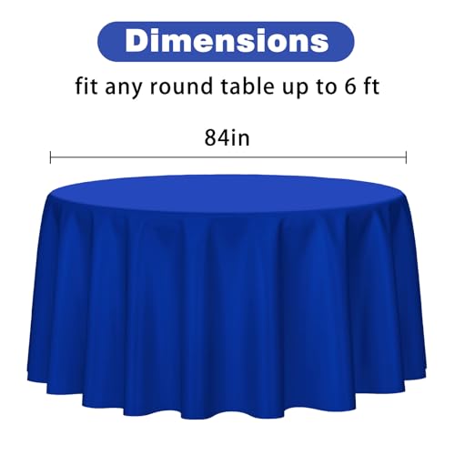 Image of Kopokita 2 Pack Royal Blue Round Disposable Plastic Tablecloths 84 inch