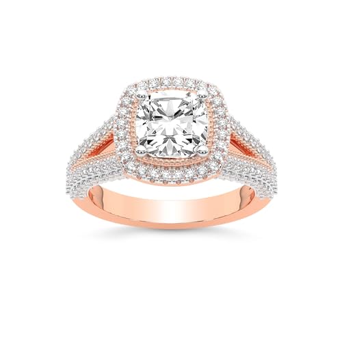 FRIENDLY DIAMONDS Lab Grown Diamond Engagement Ring For Women 0.50 Carat - 6 Carat IGI Certified | In 14K Or 18K in White, Yellow Or Rose Gold |Opulenté Antique Halo Diamond Ring | FG-VS1-VS2 Quality3