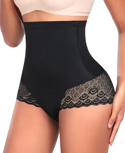 Image of Werena Tummy Control Shapewear Panties for Women High Waisted Shaping Underwear Lace Body Shaper Girdle