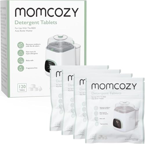 Momcozy Official Washing Block for KleanPal Pro Baby Bottle Washer 120 Detergent Tablets for Cleaning Baby Bottles Breast Pump Parts Feeding Accessories Rinse-Free BPA-Free Travel & Home Use