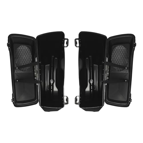 Alforjas duras para motocicleta XFMT, extendidas 5", con tapas para altavoces de 6x9" y cierres cromados, para Harley Touring (1993-2013), Negro vívido miniatura 6