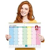 2025 Calendar UK, 18 Month Family Calendar from July 2025-Dec.2026, Family Wall Planner with Large Blocks, Large Landscape Yearly Planner, Hanging Holes Slim Calendars