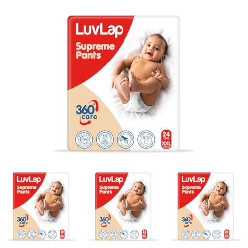 Image of LuvLap Supreme Unisex Diaper Pants XXL, 15-25Kg, 24Pc, 360 Skin Care With 10 Million Breathable Pores, Aloe Vera For Superior Rash Prevention, Upto 12Hr Protection, 5 Layer Super Light Core
