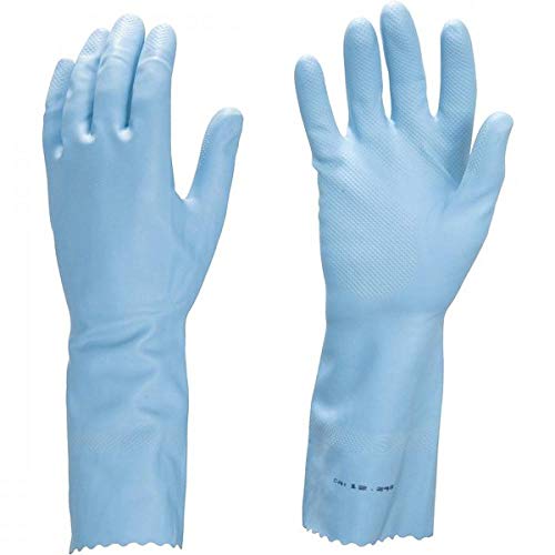 Luva de Látex, Tamanho M, Cor Azul, Antiderrapante, com Forro, Vonder VDO2376