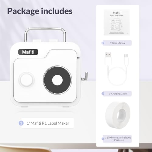 Image of mafiti Label Maker Machine with Tape Bluetooth Wireless Label Printer Mini Label Makers Rechargeable Thermal Small Label Maker Easy to Use for Home Office School