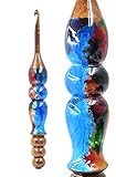 Resin Mix Wooden Crochet Hooks Set - Various Sizes - Rosewood Crochet Hooks for Arthritic Hands - for Crocheting Yarn & Knitting - Ergonomic Soft Grip Handle - Gifts for Her (6mm, Hooks Only)