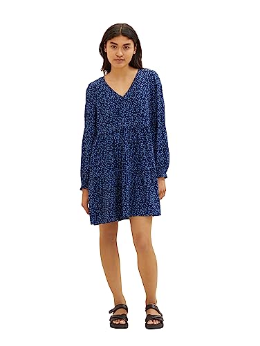 TOM TAILOR Denim Damen Kleid mit Volant & V-Ausschnitt