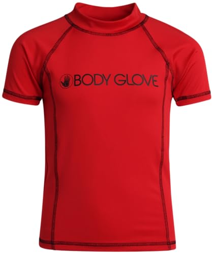 Body Glove Boys Swim Shirt - UPF 50+ Quick Dry Sun Protection Short Sleeve Rash Guard for Boys Kids Swimwear (Sizes: 5-14)